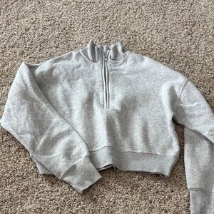 Women's Light Gray Quarter-Zip Sweatshirt